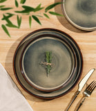 Ceramic Dinnerware Sets for 4, 12 Pieces Porcelain Lightweight Speckled Plates and Bowls Sets