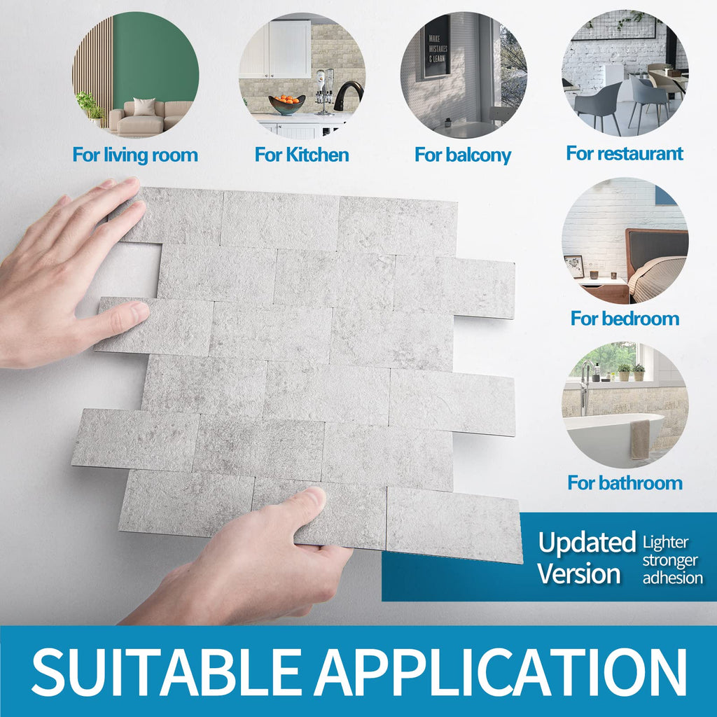 Peel and Stick Backsplash, Stick on Wall Tile, 10-Pack, Natural White
