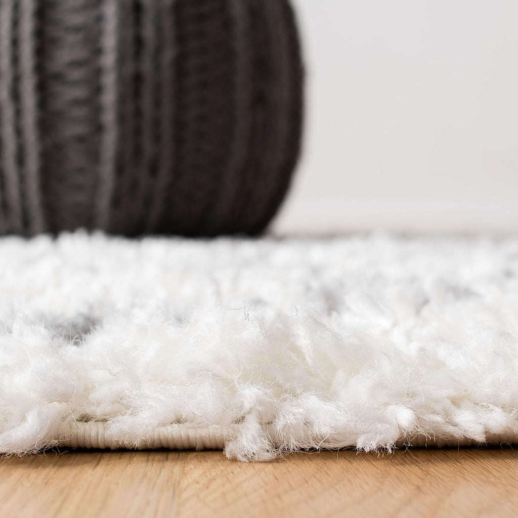 Moroccan Tassel Shag Collection Runner Rug - 2'2" x 8', Ivory & Light Grey, Boho, Non-Shedding & Easy Care, 1.5-inch