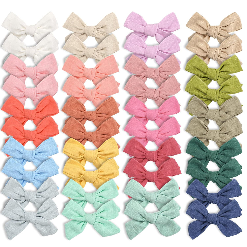 40 Pieces Girls Hair Bows Linen Fabric Bows Alligator Clips Hair Accessories for Little Girls Toddlers Kids and Teens