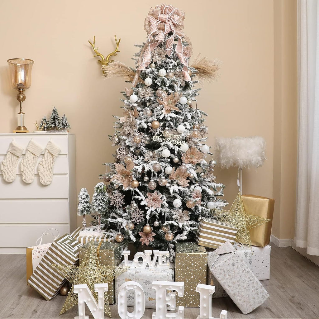 Christmas Ball Ornaments Shatterproof Clear Large Plastic Hanging Ball Decorative Baubles Set with Stuffed Delicate - Set of 30