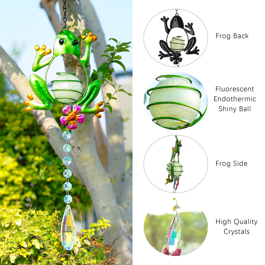 17" Frog Stained Glass Suncatcher, Crystal Window Hanging Ornament