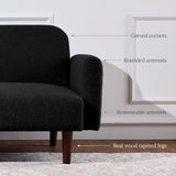 Best Choice Products 77" Mid Century Modern Boucle Loveseat Sofa, Couch, Convertible Sofa Sleeper Bed w/Real Wood