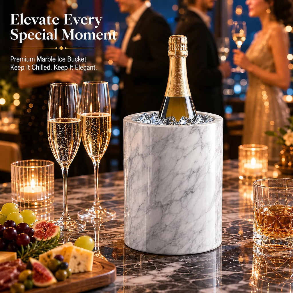 Wine Cooler Bucket Marble Wine Chiller for Bottle & Champagne Bucket