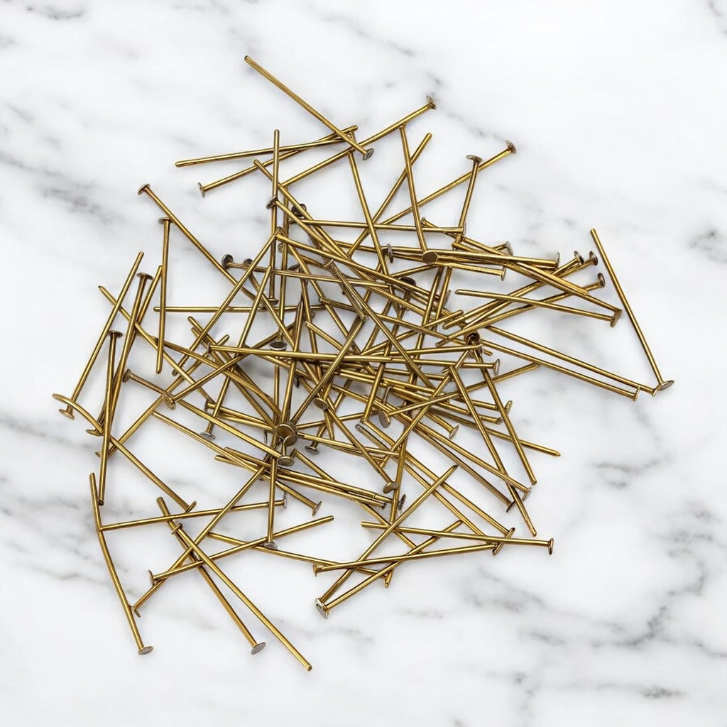 100pcs 1"/ 26mm Antique Chandelier Pins, Flat Head Pin Replacement Parts Crystal Hooks Straight Pins to Hanging Prism