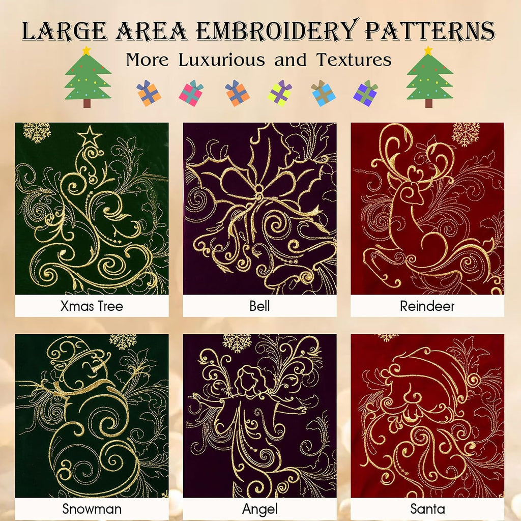 Velvet Christmas Stockings 6 Pack Large 20 Inches with Hanging Loop Embroidery Classic Luxury Family Ornament