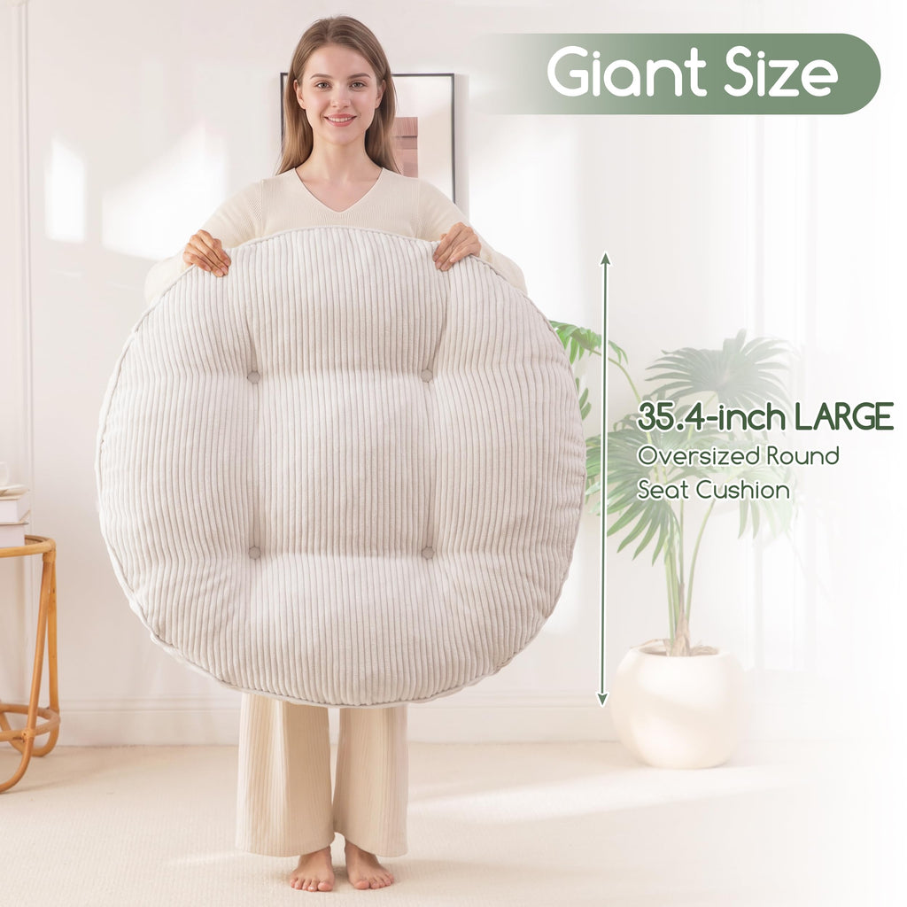 35" Floor Pillow Cushion for Adults, Meditation Cushion Pillow, Extra Large Square Floor Sitting, Tufted Corduroy