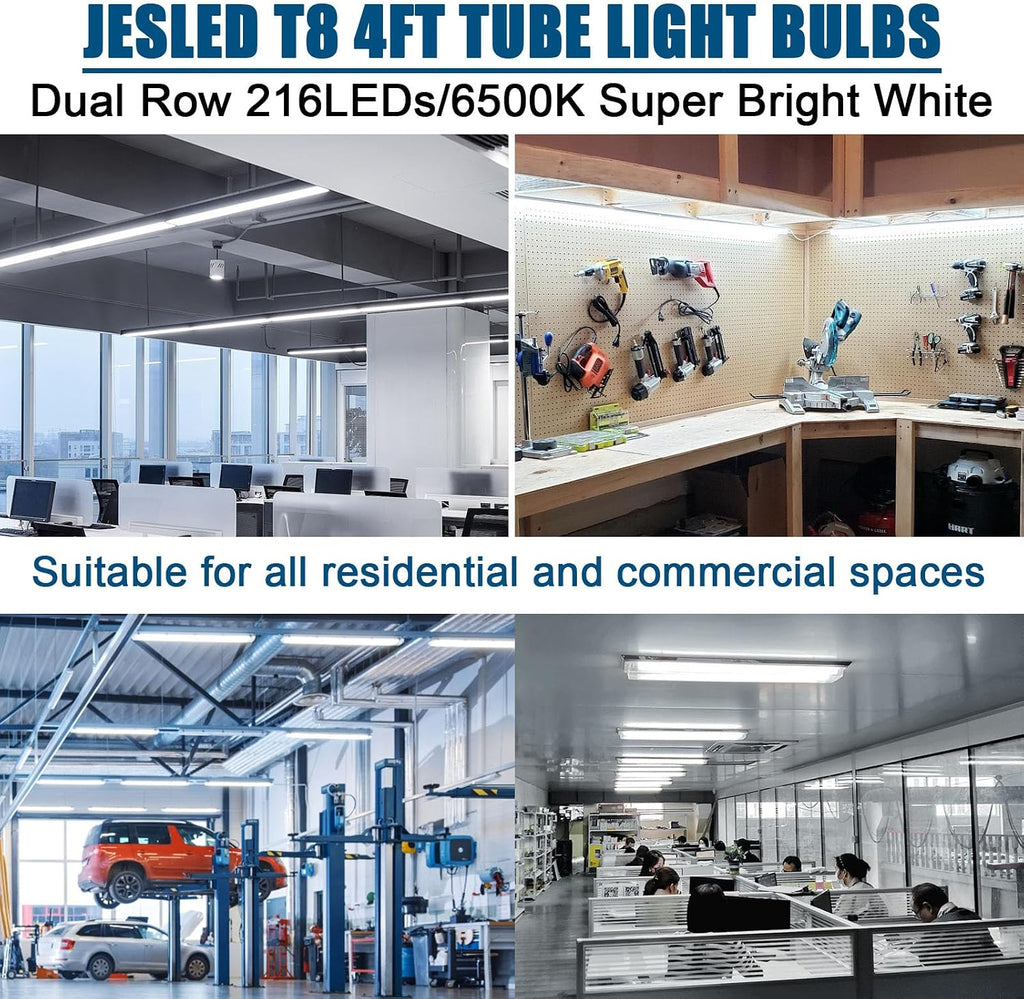 4FT LED T8 Type A+B Tube Lights, 28W(80W Equivalent), 4060LM, 6500K