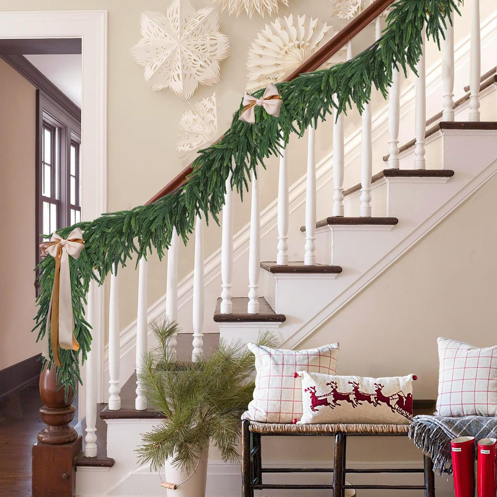 Realistic Thick and Lush Christmas Garland for Mantle Christmas Decorations Indoor 16FT Real Touch Artificial Pine