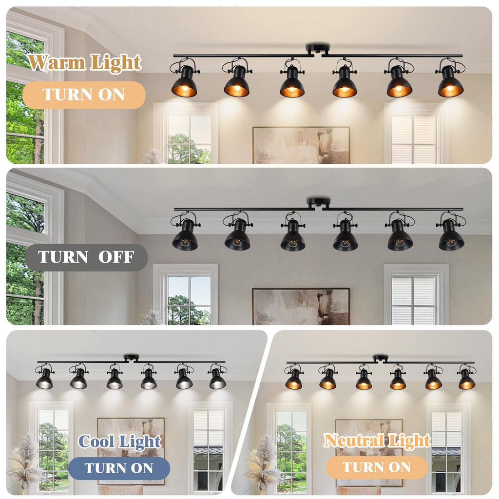 Kitchen Track Lighting Rotatable Heads for Farmhouse Island