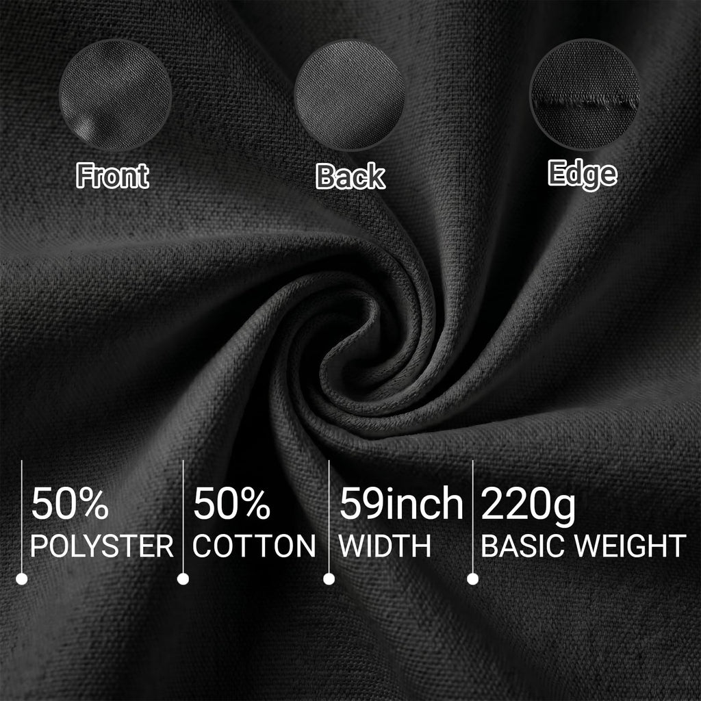 Black Water Resistant Canvas Fabric, 3 Yards, 59 Inch Wide