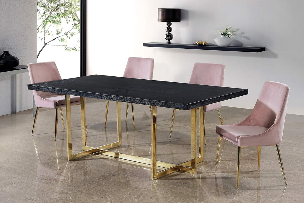 Modern, Contemporary Velvet Upholstered Dining Chair with Sturdy Metal Legs, Set of 2, 19.5" W x