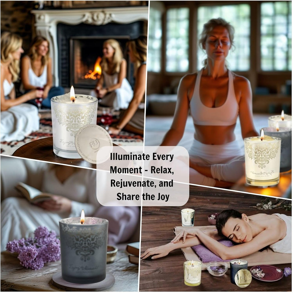 Luxury Candle Gift Set for Women, 3x7oz, Trimmer & Snuffer Lid - Set of 5