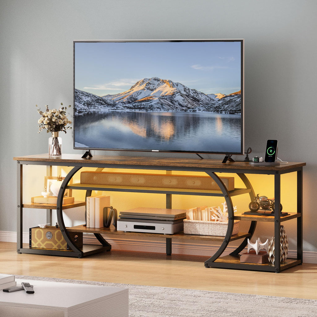 TV Stands, LED Entertainment Center, Rustic Brown