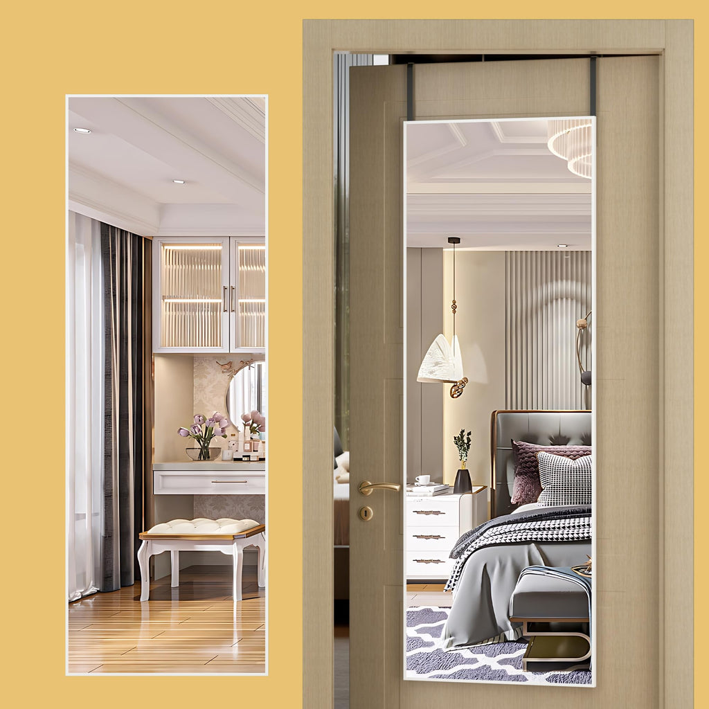 Door Mirror Full Length, 51 x 16 Inch Full Body Wall Mirror Over The Door Hanging Mirror, Cloakroom