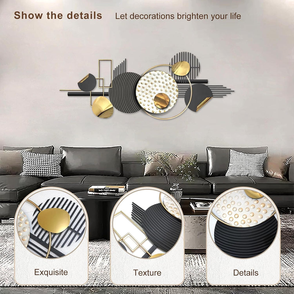 Large Metal Wall Decor,Black White Art 59×20