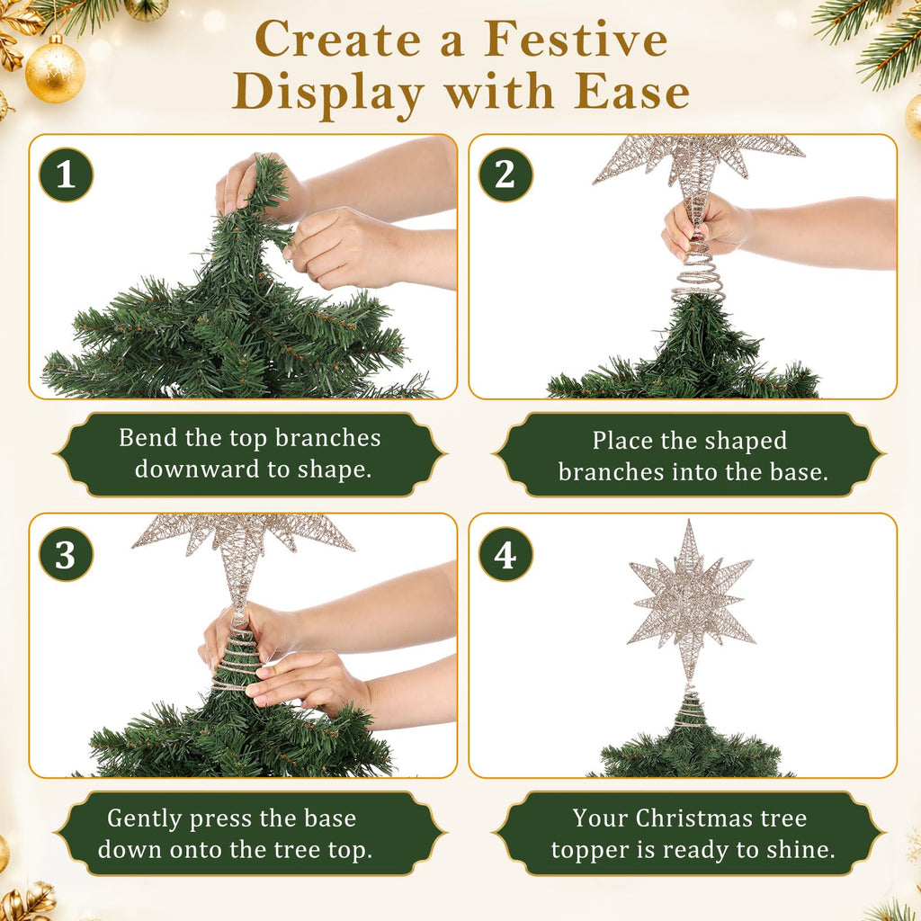 Christmas Tree Topper Star, 15" Lighted 3D Moravian Tree Star