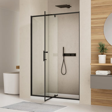 44-48" W x 71" H Pivot Shower Door, Pivot Semi-Frameless Swing Glass Shower Door with 1/4"(6mm) Clear SGCC Tempered