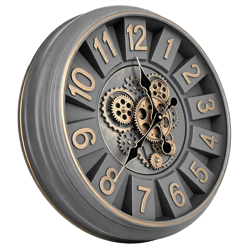 18 Inch Industrial Steampunk Moving Gear Wall Clock Battery Operated