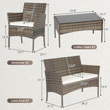 Patio Conversation Set 4 Pieces Patio Furniture Set Wicker with Rattan Chair Loveseats Coffee Table for Outdoor Indoor Garden Backyard Porch Poolside Balcony,Gray Wicker/Khaki Cushions A106-B0BMPSRXRK