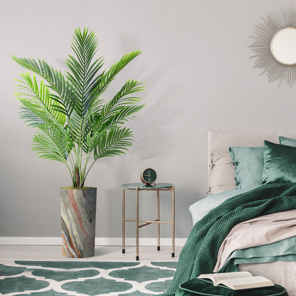 Artificial Tree in Morden Contemporary Planter, Fake Areca Tropical Palm Silk Tree for Indoor and Outdoor Home