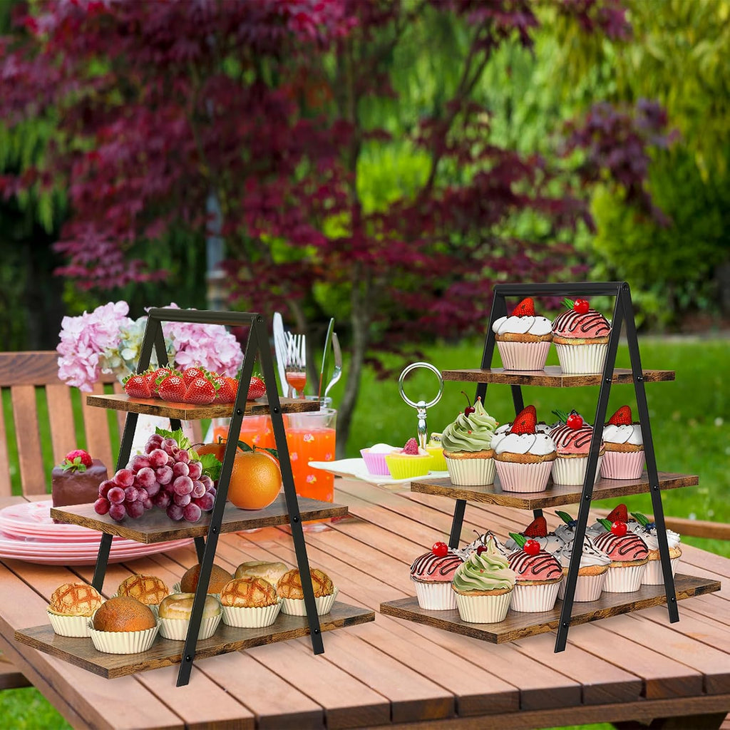 Wooden 3 Tier Cupcake Stand, Wood Cupcake Display Stand with Swing