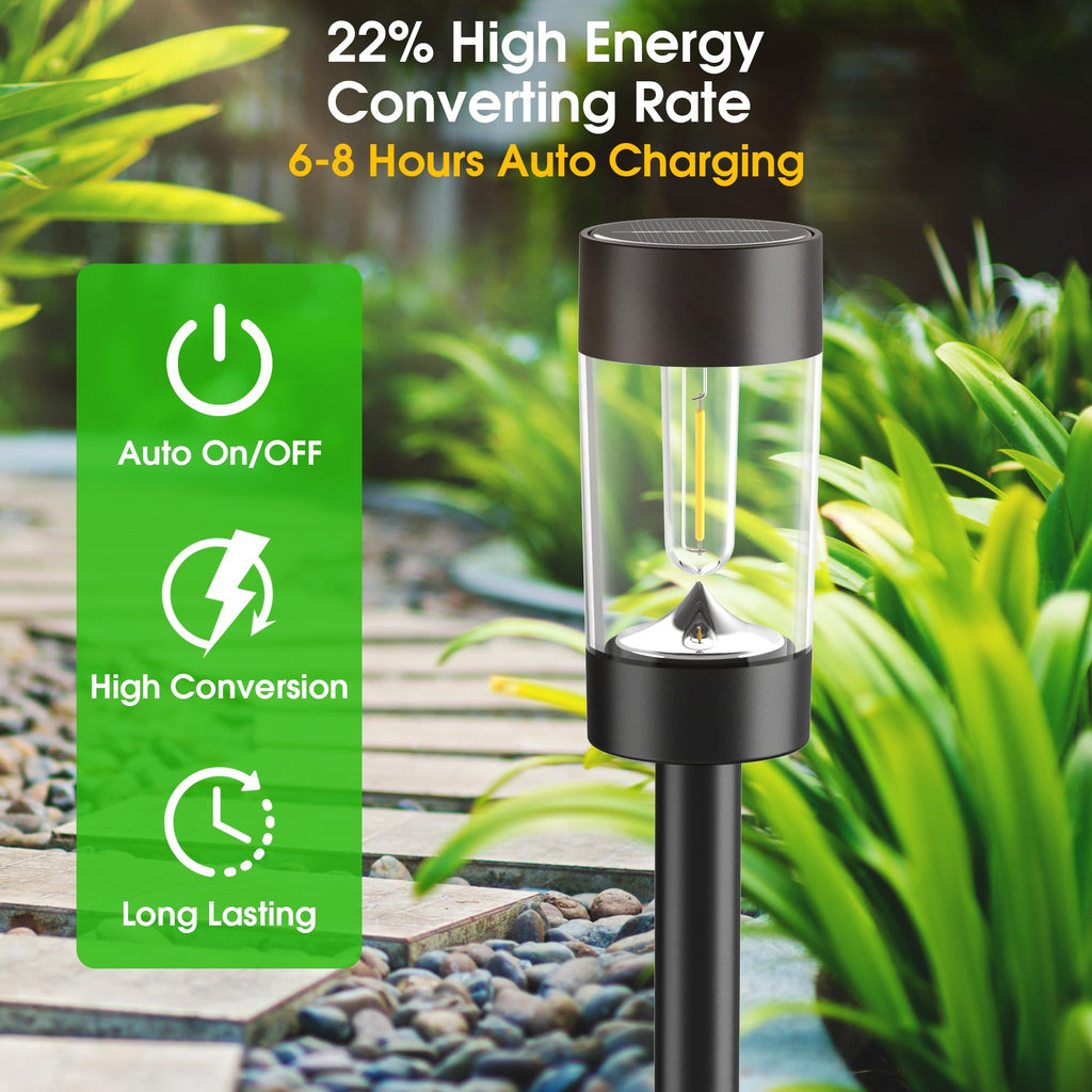 Solar Pathway Lights Outdoor Waterproof, 12 Pack, Warm White