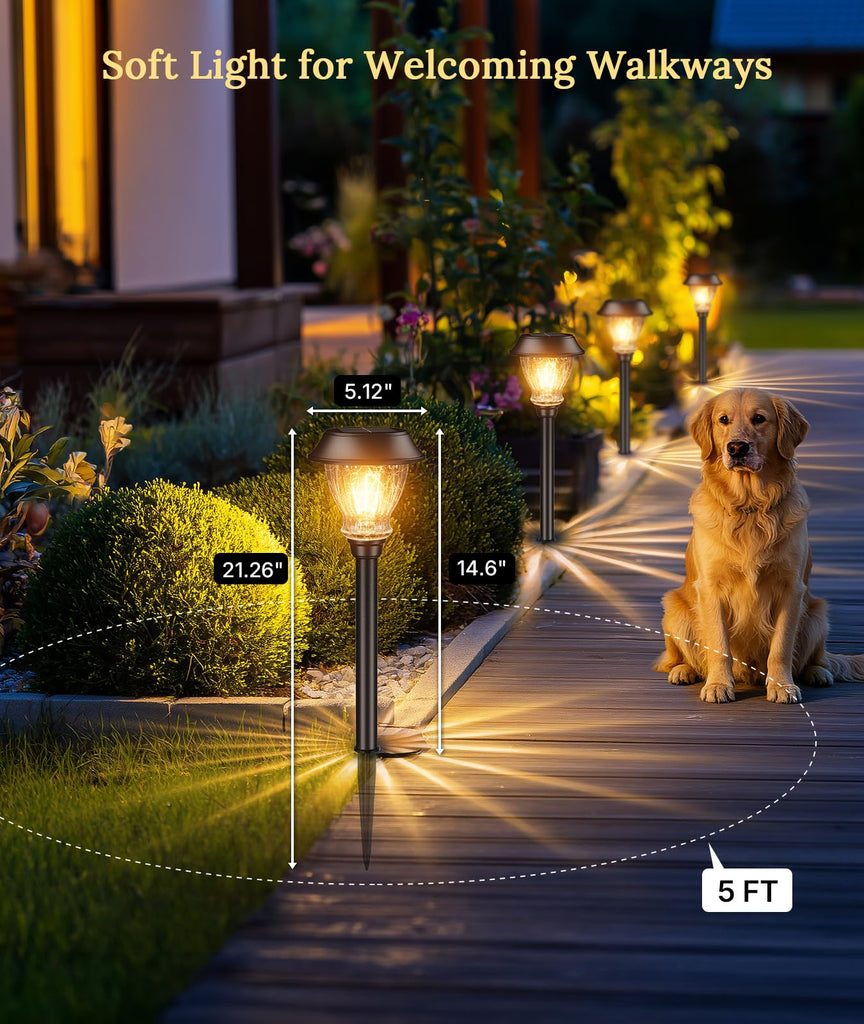 Solar Pathway Lights Outdoor, 8 Pack Warm White Solar Garden Lights