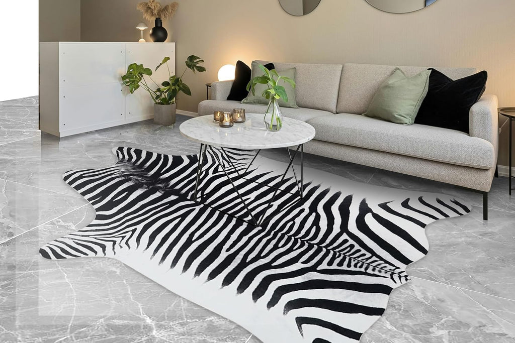 Zebra Rug 7.6x6.2 ft Area Rugs Black White Stripes Funky Area Rugs Living Room Dining Room Animal Rug Carpet