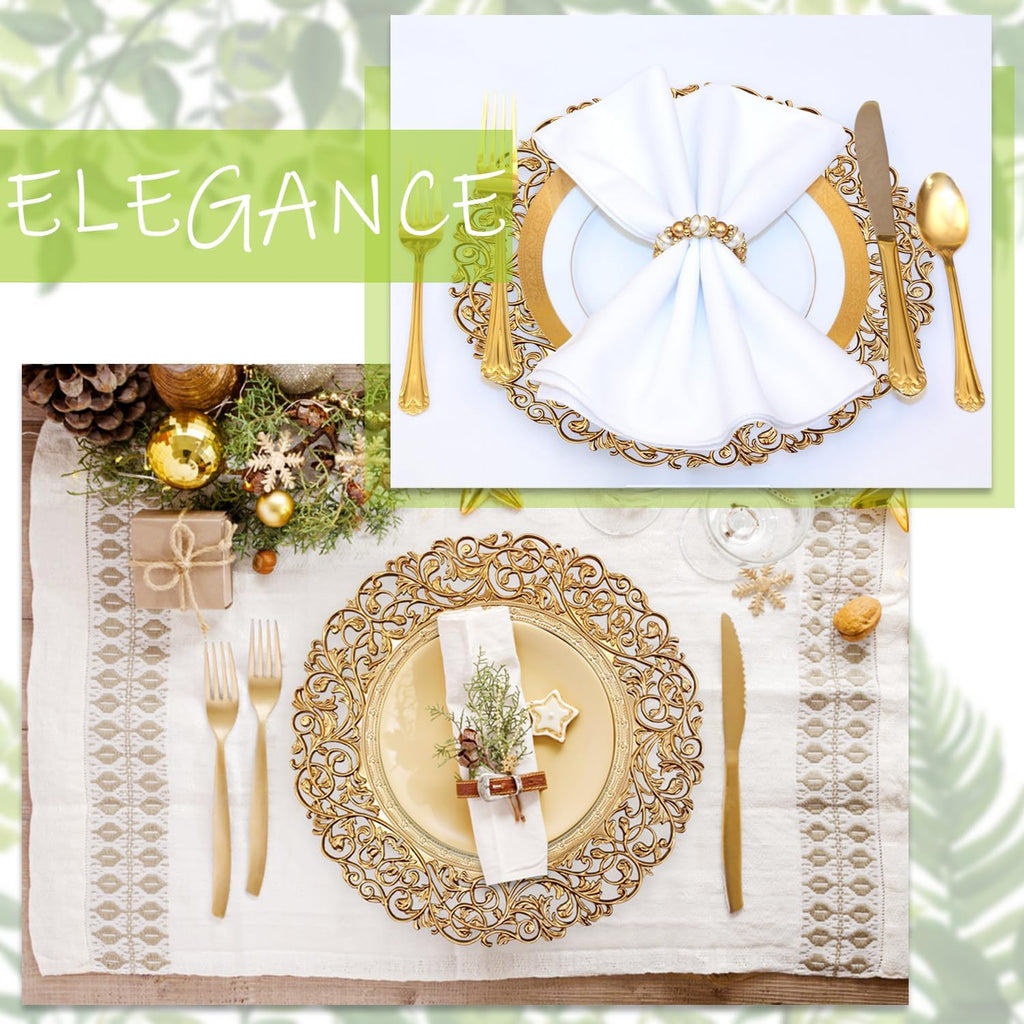 Inch Gold Plastic Charger Plates Set - 12 Pack, Elegant Round Disc Chargers for Table Setting, Decorative - Set of 12