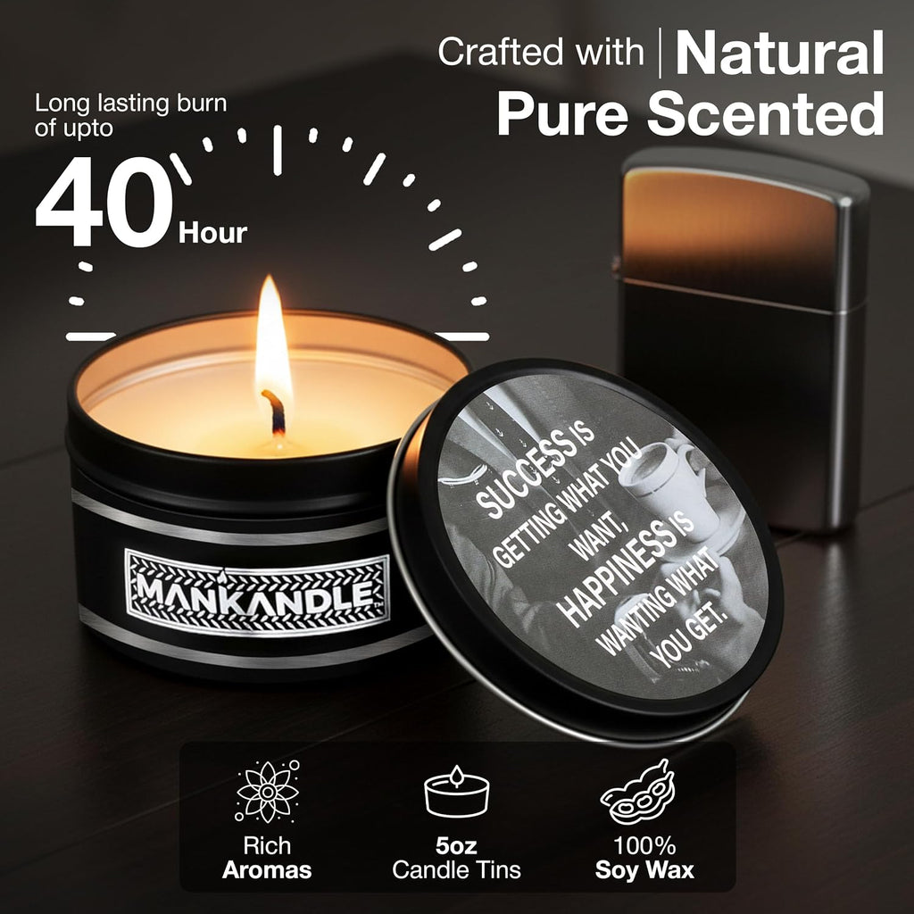 Premium Scented Candles Gift Set for Men | 6-Pack Soy Wax Candles with Relaxing Masculine Scents | Inspirational