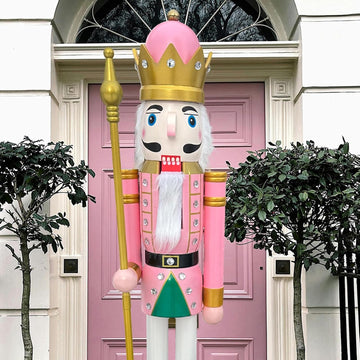 6 feet Tall Life Size Large Christmas Wooden Nutcracker King Pink BK16