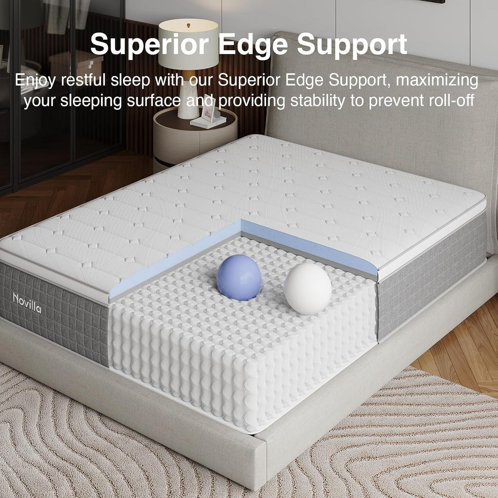 14 Inch King Mattress,King Size Gel Memory Foam Hybrid Mattress | with Cool-Touch Nylon Cover & Pocketed Coils for