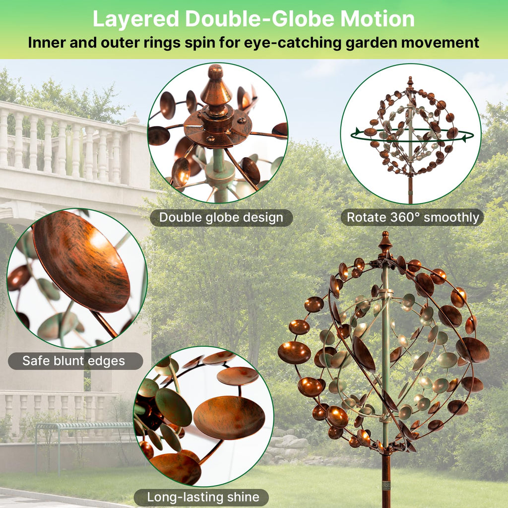 Wind Spinners Outdoor, 75" Large Metal Kinetic Wind Sculptures for Garden, 360 Degrees Swivel Yard Art with 2 Piece