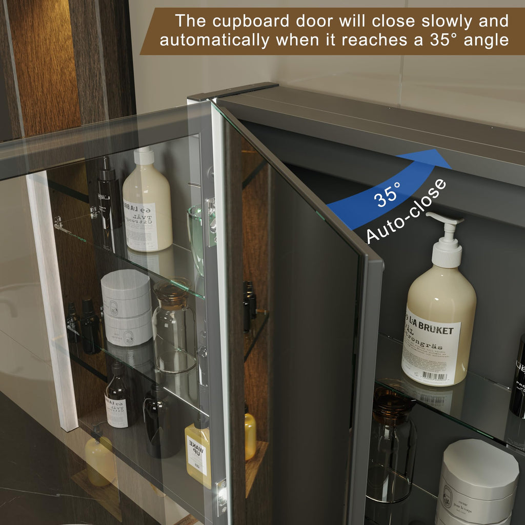 31x28 Inch Two Doors Aluminum LED Bathroom Medicine Cabinet with Mirror