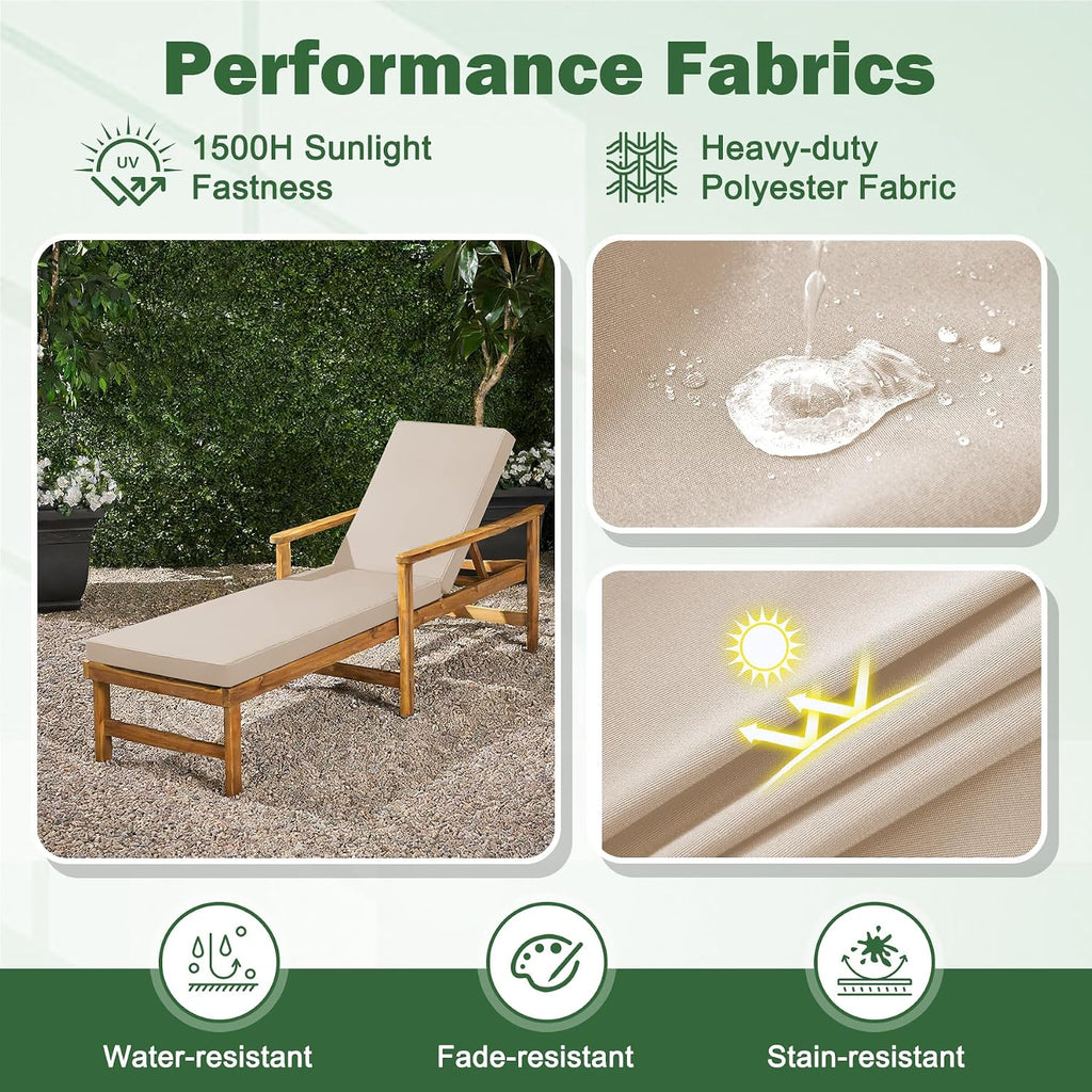 Chaise Lounge Cushions Outdoor, 72x 21x 3 Inch Waterproof & Fade-Resistant Lounge Chair Cushion, Outdoor Chaise