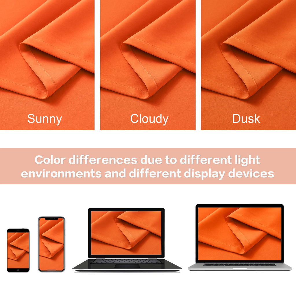 Orange Blackout Curtains 72 Inches Long 2 Panels Back Tab Rod Pocket Fall Color Decor Halloween Room Darkening