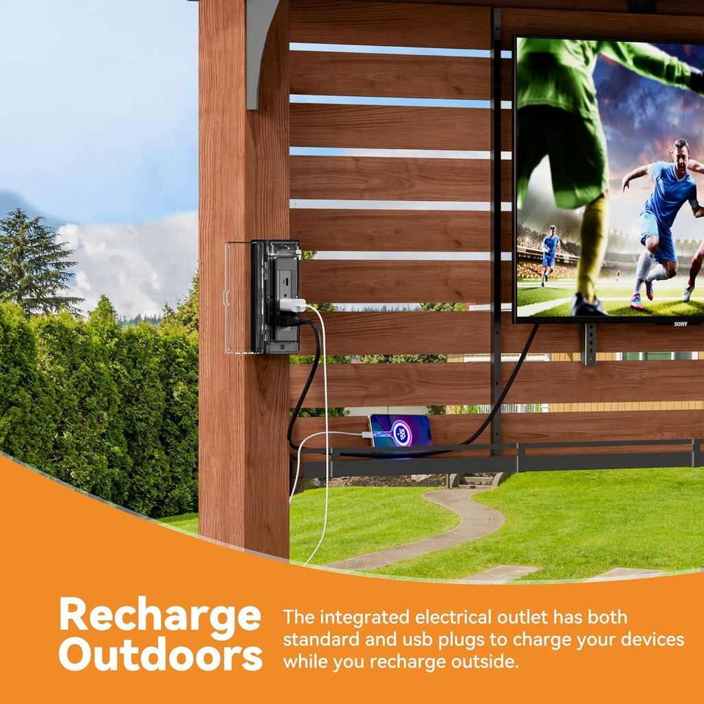 Modern Shade Cedar Wood Outdoor Bar with Shelves & Paper Towel Holder, Grill Gazebo with USB and USB-C Charging Ports