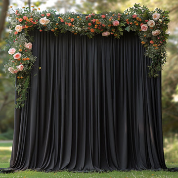 10x7ft Wrinkle Free Black Backdrop Curtain for Parties Soft Fabric Drapes Wedding Black Curtain Backdrop for Birthday