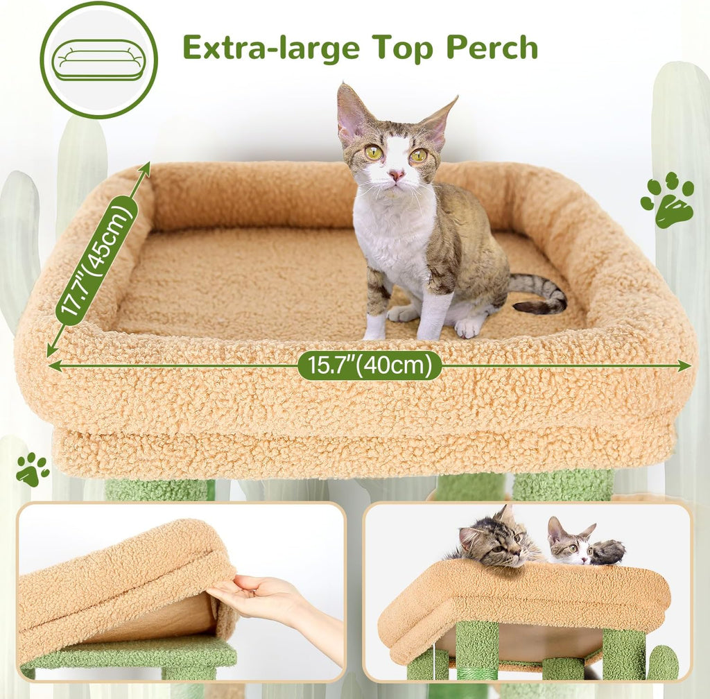 Heavy Duty Cactus Cat Trees for Big Cats Maine Coon, Green