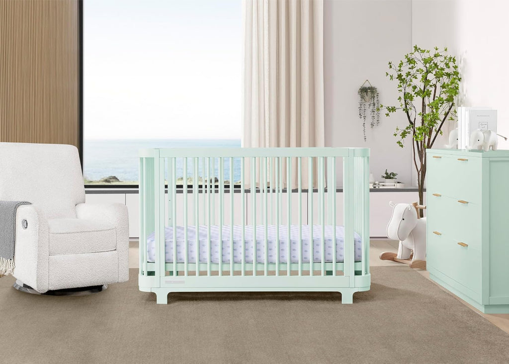 Nest Crib and Dresser Nursery Furniture - 4-in-1 Convertible Crib | Forever 6 Drawer Dresser with Changing Top |