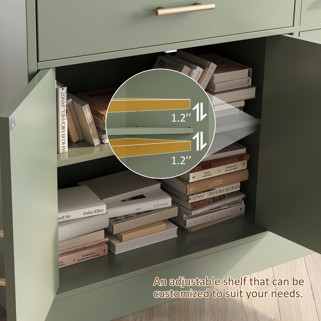 43" Farmhouse Sideboard Buffet Cabinet with Storage, Green