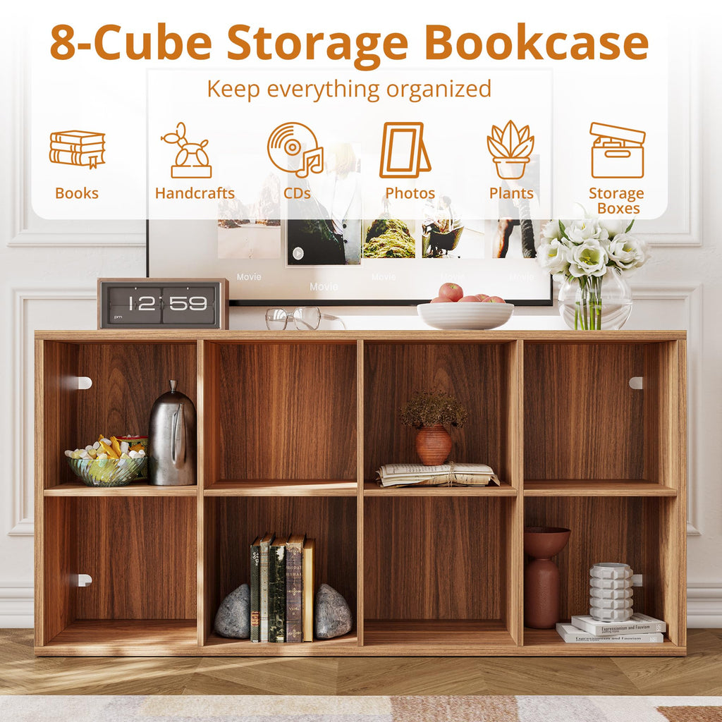 8-Cube Storage Organizer, Reversible Cube Bookshelf, Oak Brown