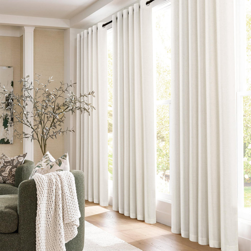Natural Linen Grommet Curtains 30 Inch Long for Small Windows Cafe