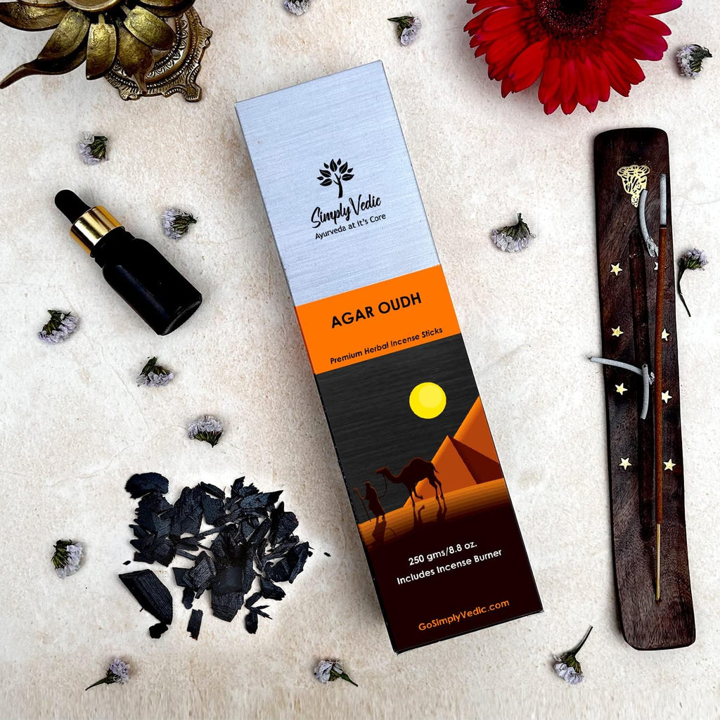Agar Oudh Incense Stick (Approx 135 Sticks, 250 Grams) Premium Handmade Agarbatti with Insense Holder| Lasts 45 - Set of 135