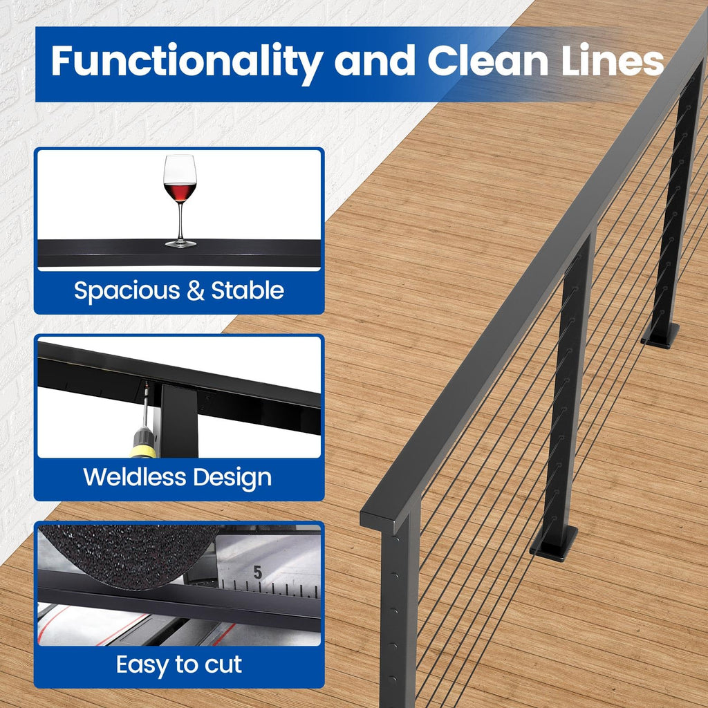 6'6" Black Stainless Steel Cable Railing Handrail HT10 BP4