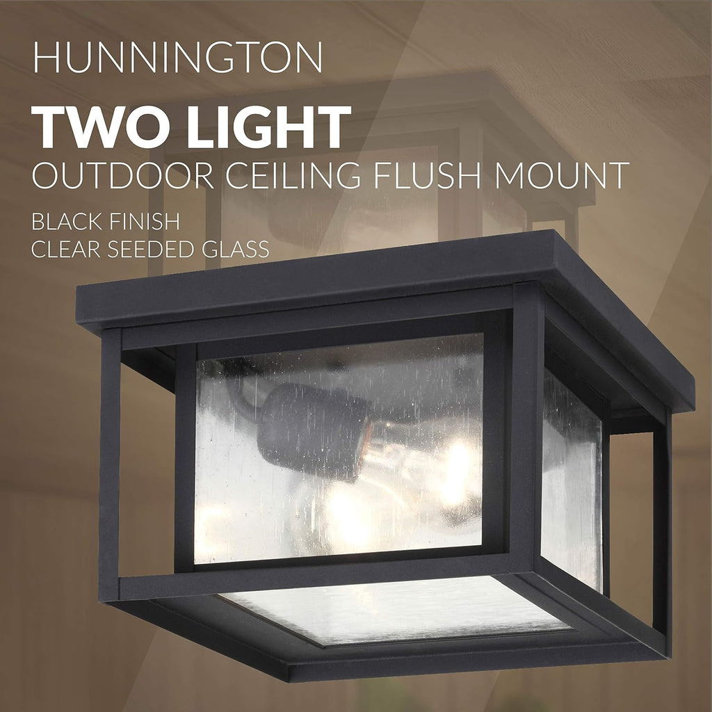 Hunnington Cast Aluminum Outdoor Ceiling Lighting, 30W, Black, Two Light, 2-Light, cETL Listed