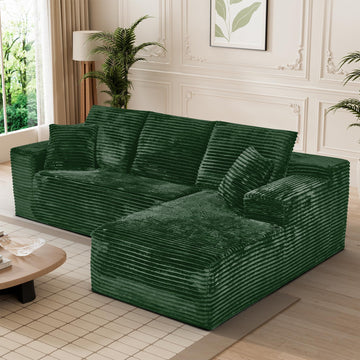 108" Boneless Couch, L Shaped Modular Sectional Sofa