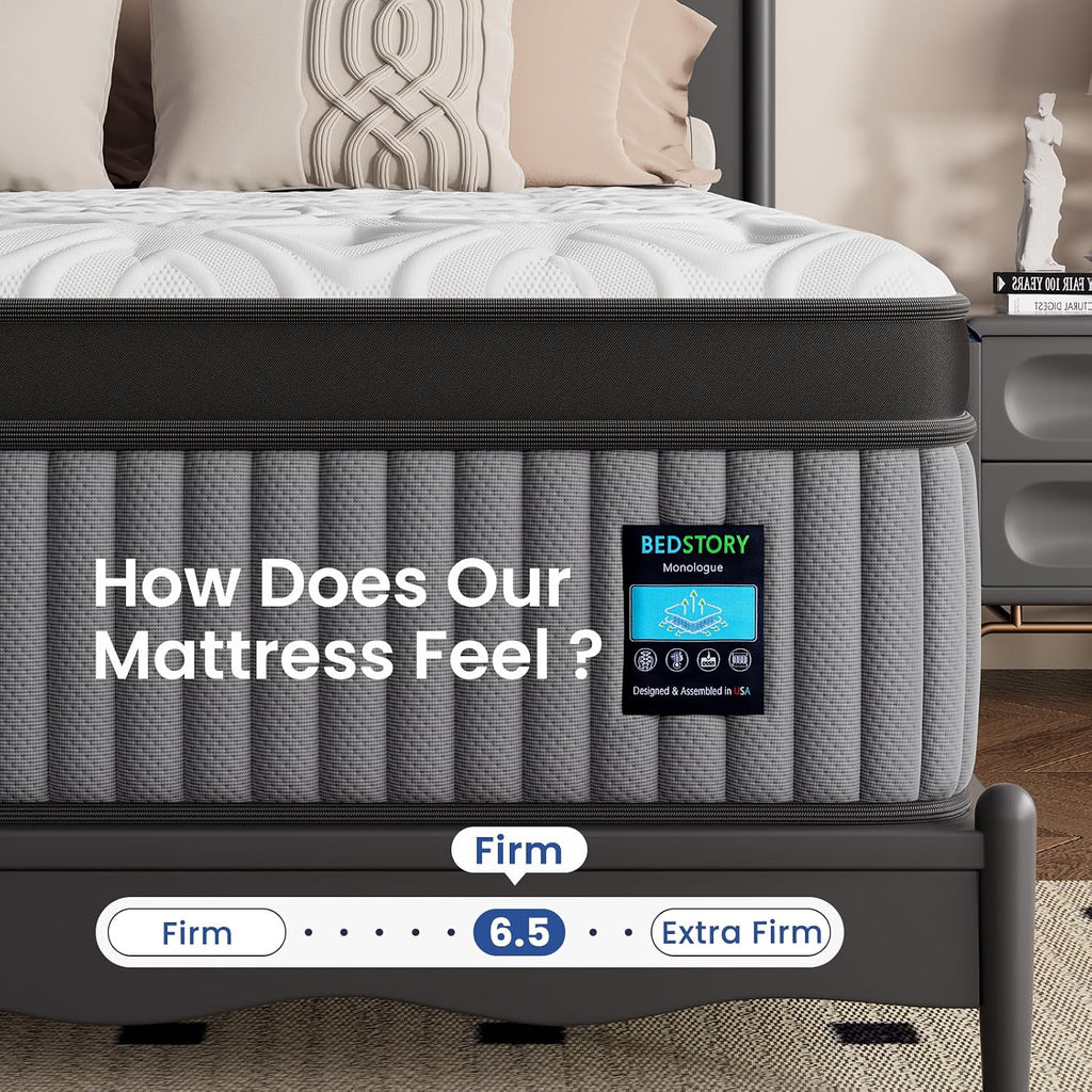 12 Inch Firm Full Mattress, 7-Zone Hybrid Mattress with Extra Lumbar & Hip Support - Deep Sleep Pain Relief Bed in a