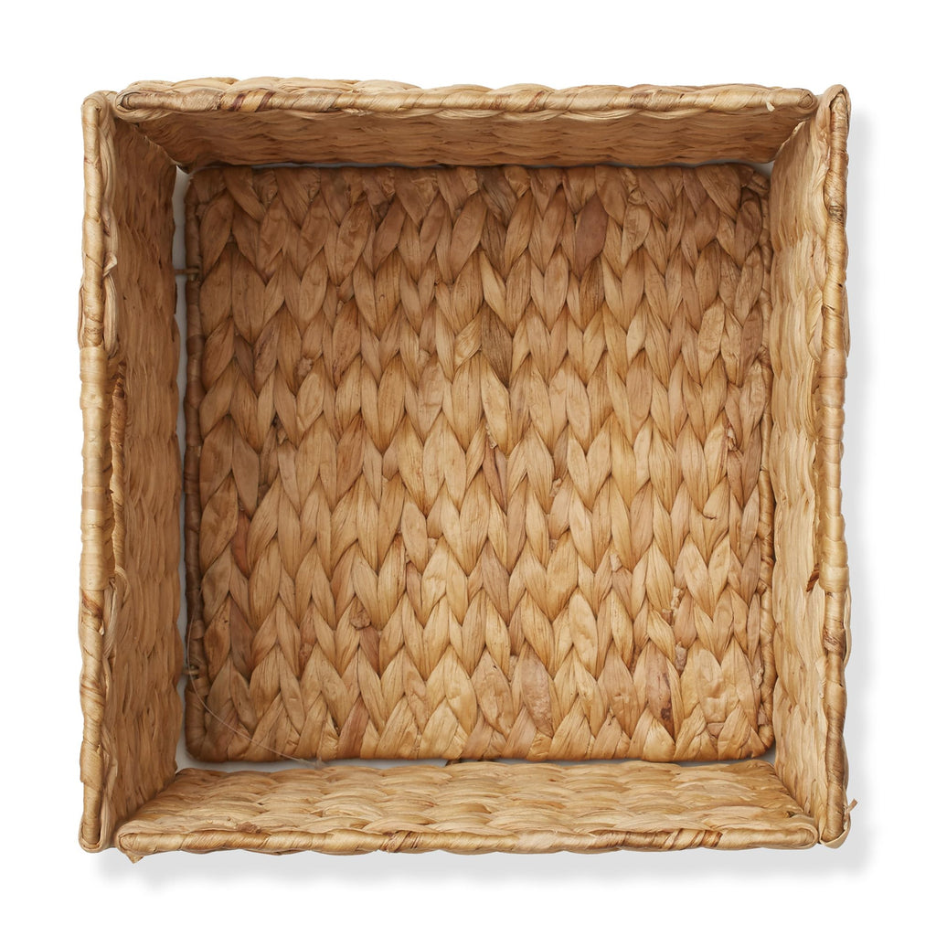10.5" x 10.5" Water Hyacinth Storage Baskets, Natural - Set of 6 Collapsible Cube Organizers, Woven Bins, Laundry
